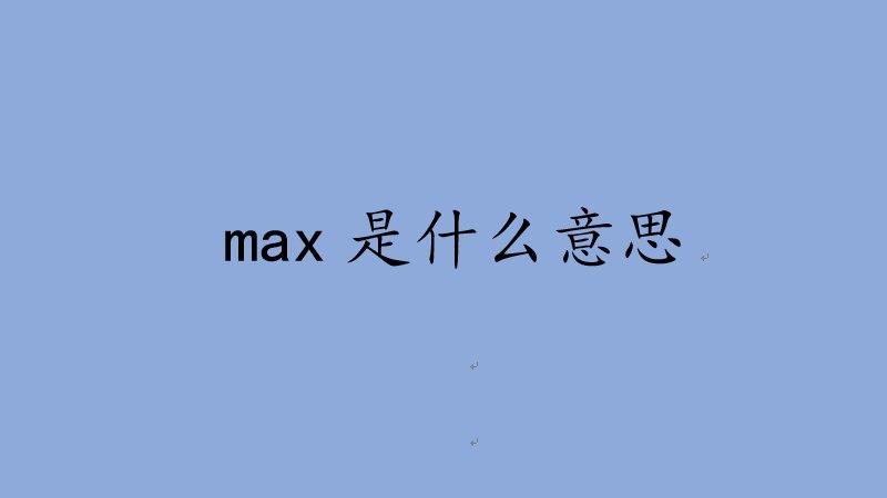 max什么意思