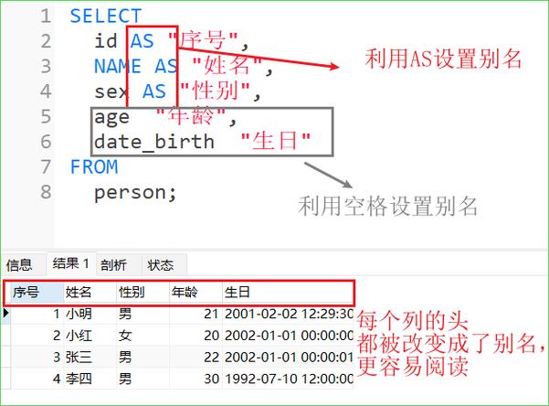 mysql数据库取别名_表别名