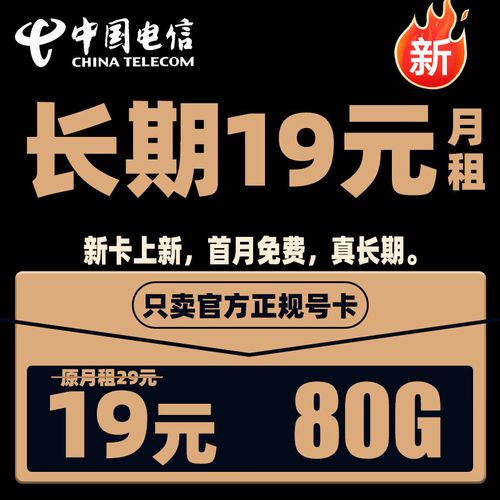 电信流量卡，19月租包95G 100分钟流量卡，无合约期