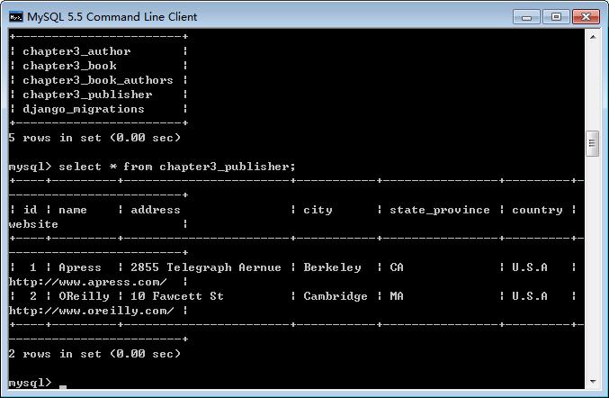 django mysql 显示数据库表_Django应用