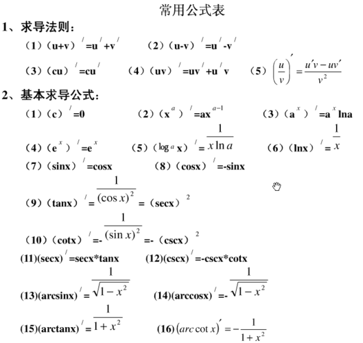 对数函数求导公式_公式