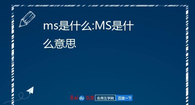 网络ms是什么意思