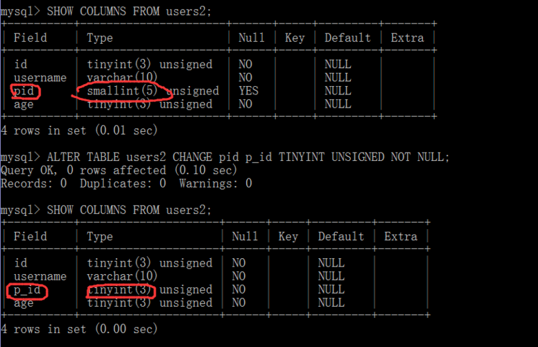 mysql数据库修改列名_修改列名