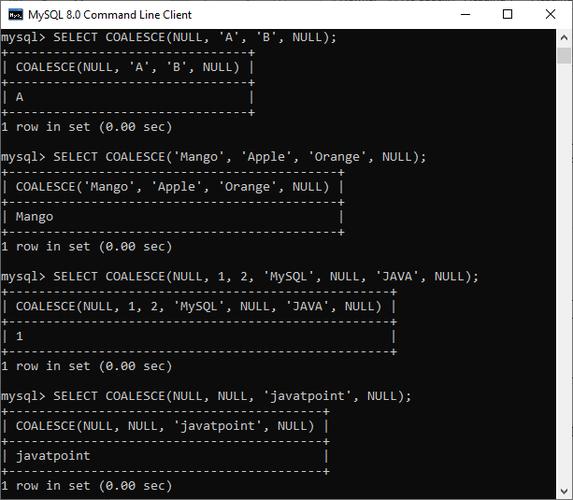 mysql数据库COALESCE函数_UNION，CASE和相关构造